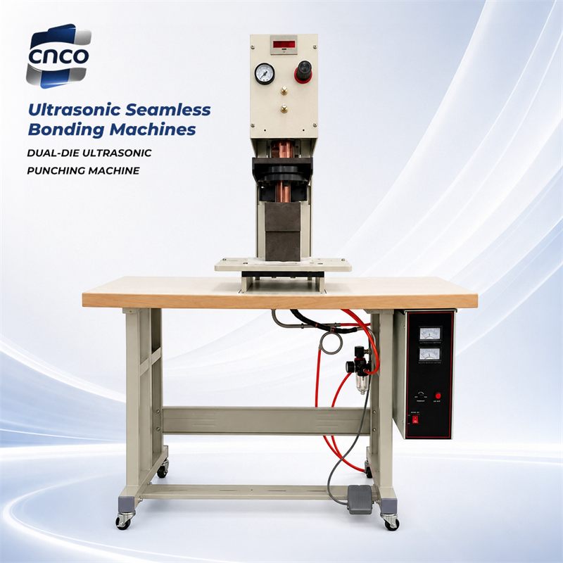 CN-562 Dual Die Ultrasonic Punching Machine 2000W Pneumatic Double Slot Button Hole Punch Equipment for Shirts Formal Wear